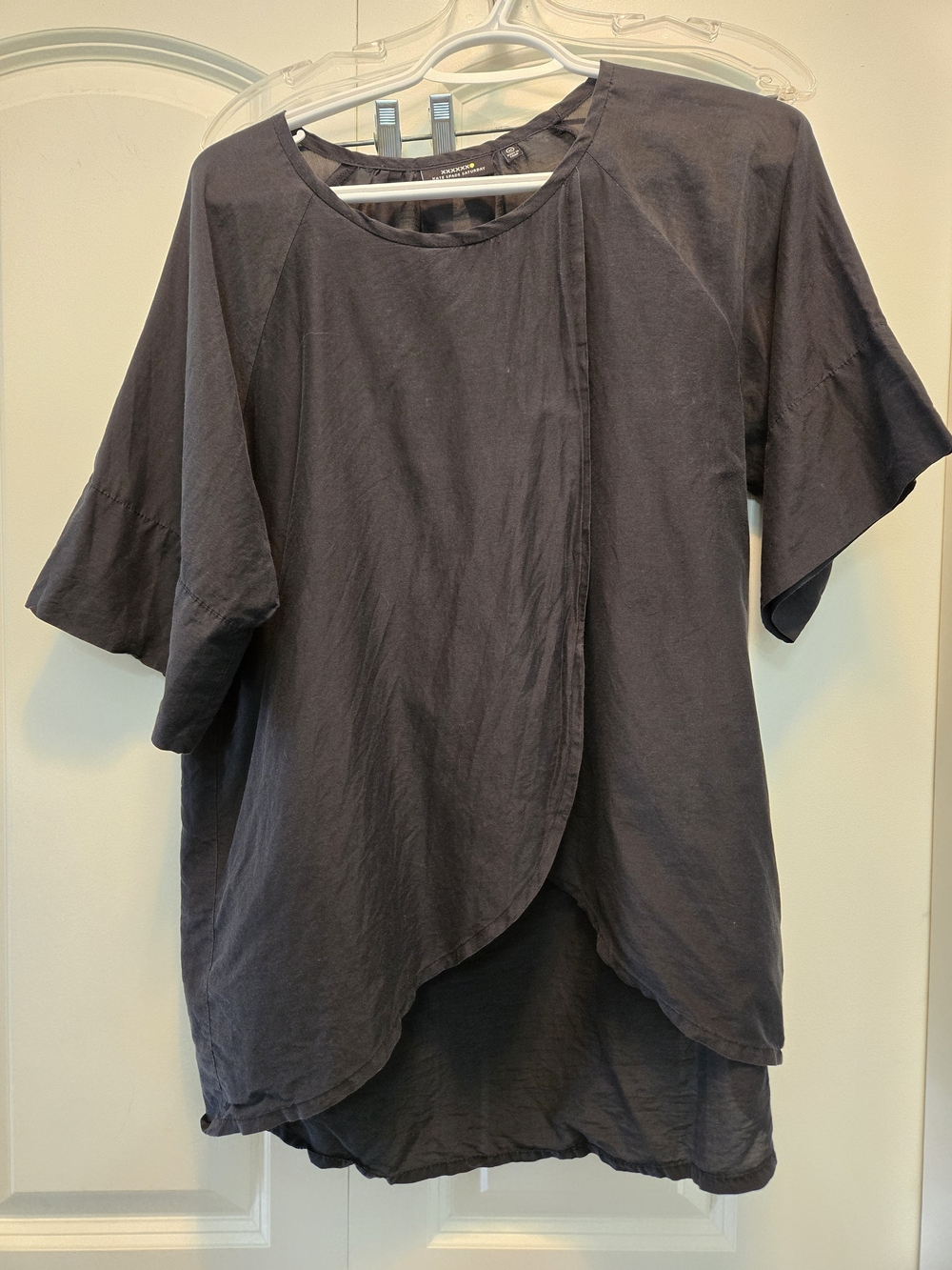 Kate Spade Saturday Relaxed Asymmetric Black Women's Cotton Silk Blend Top